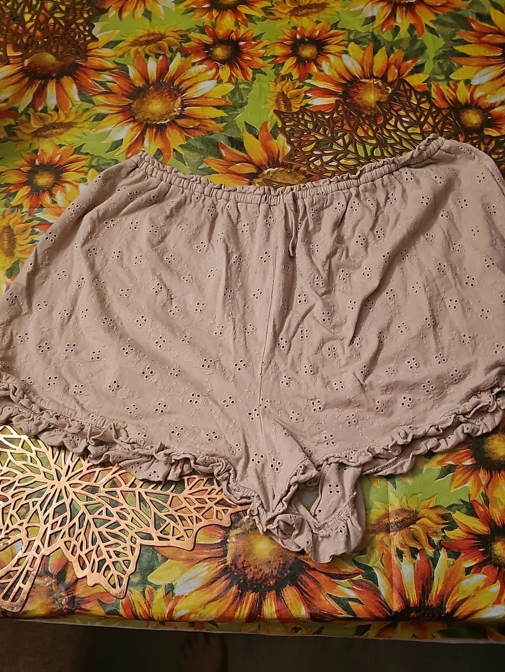 ASOS Light Taupe Eyelet Ruffle Sleep Shorts